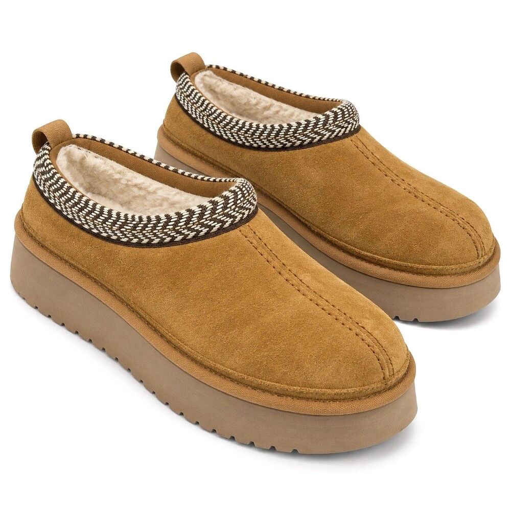 Koolaburra by UGG Burree Platform Slippers Chestnut Suede Women’s Size 10